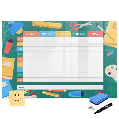 Tableau blanc magnétique effaçable à sec pour organisation des cours et activités