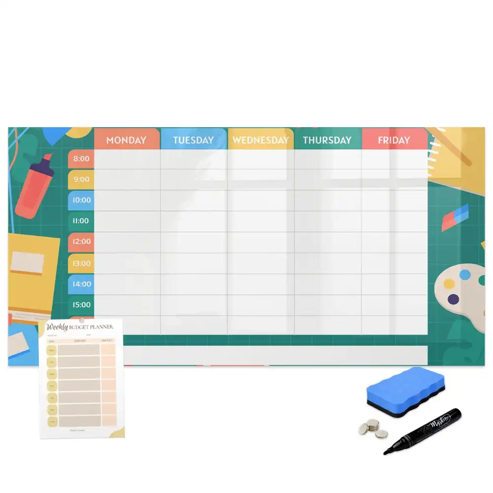 Tableau blanc magnétique effaçable à sec pour organisation des cours et activités