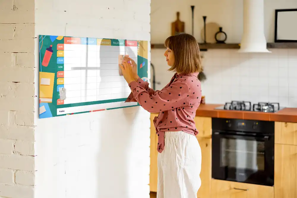 Tableau blanc magnétique effaçable à sec pour organisation des cours et activités