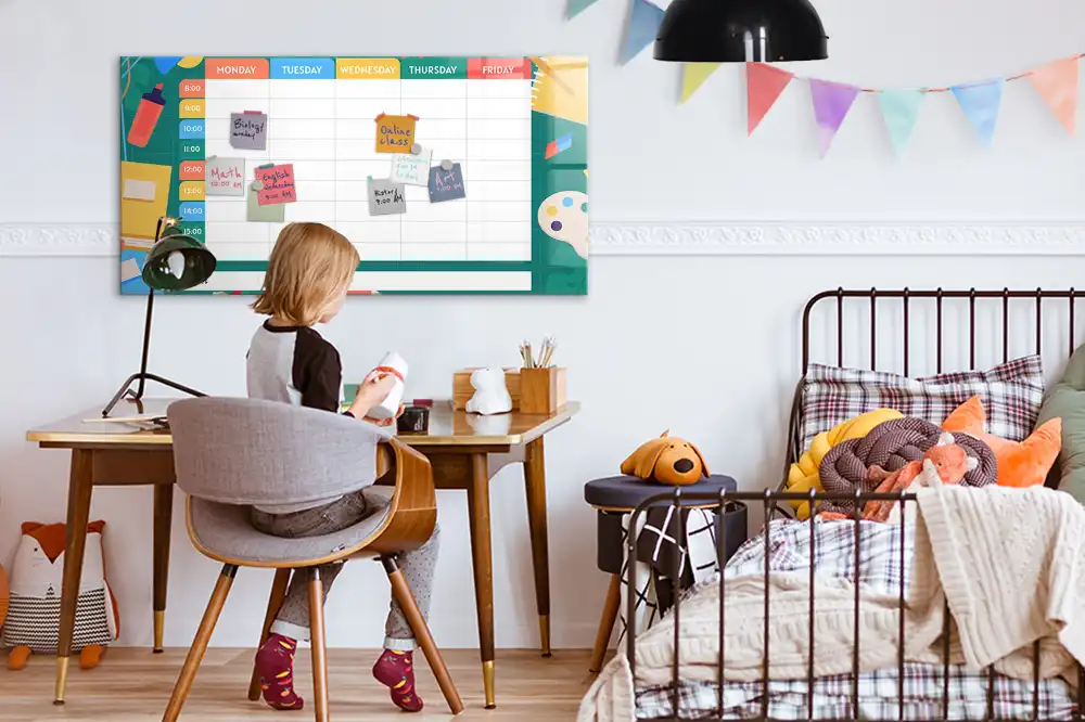 Tableau blanc magnétique effaçable à sec pour organisation des cours et activités