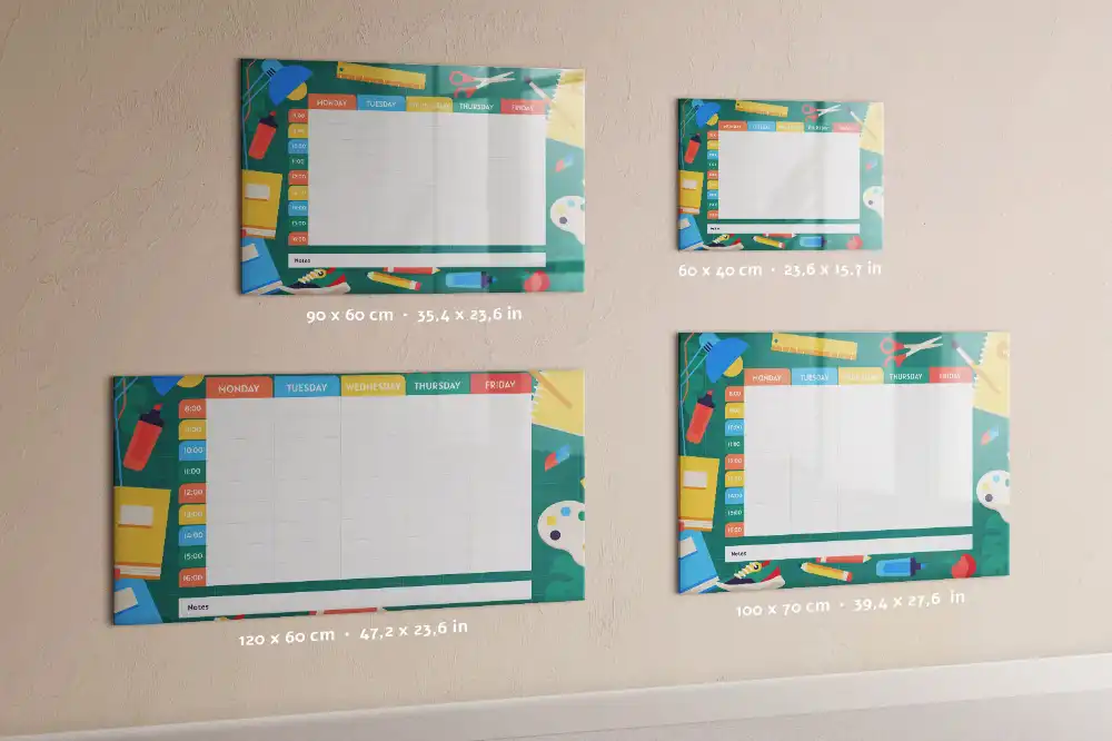 Tableau blanc magnétique effaçable à sec pour organisation des cours et activités