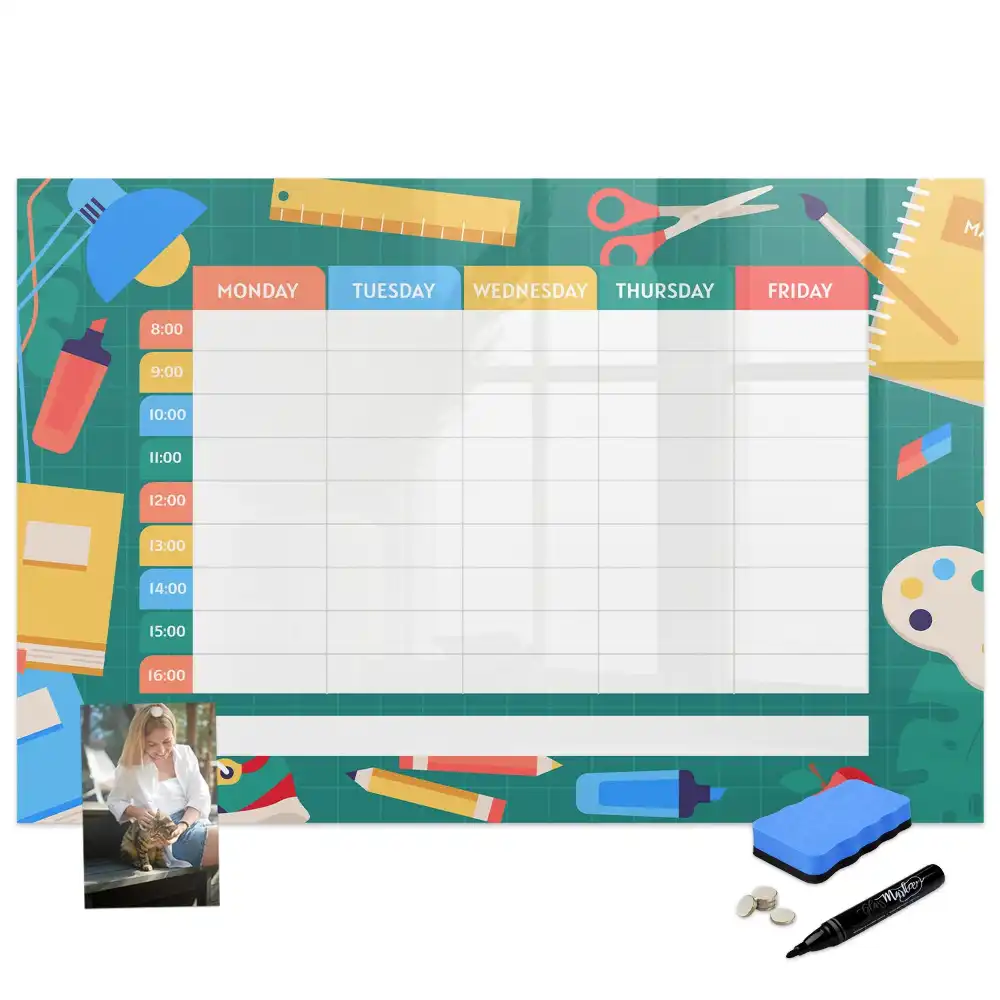 Tableau blanc magnétique effaçable à sec pour organisation des cours et activités