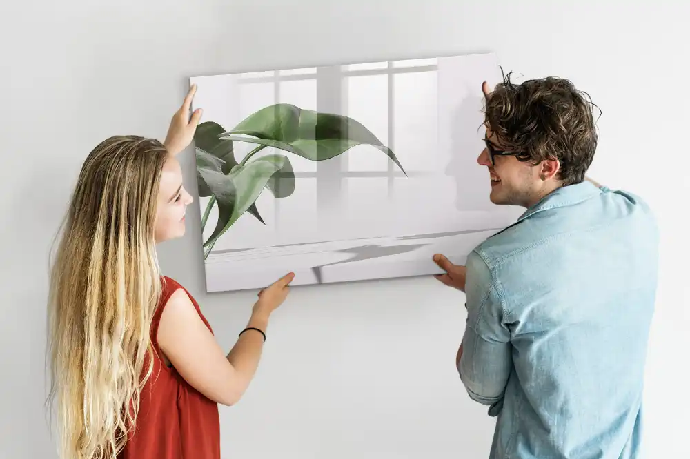 Tableau magnétique pour écriture motif brindilles et feuilles abstraites