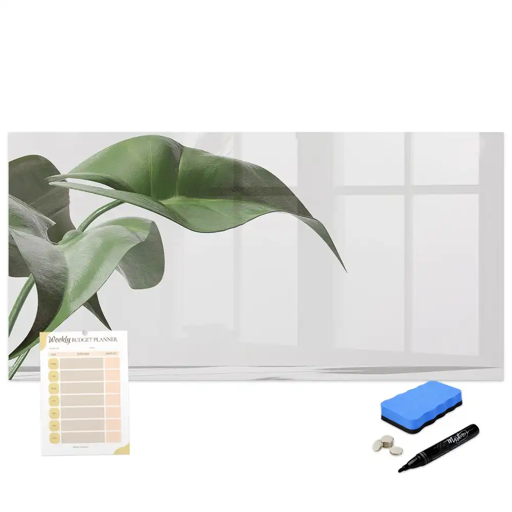 Tableau magnétique pour écriture motif brindilles et feuilles abstraites