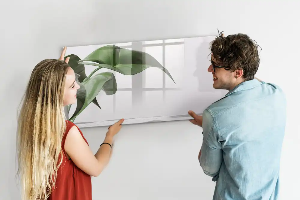 Tableau magnétique pour écriture motif brindilles et feuilles abstraites