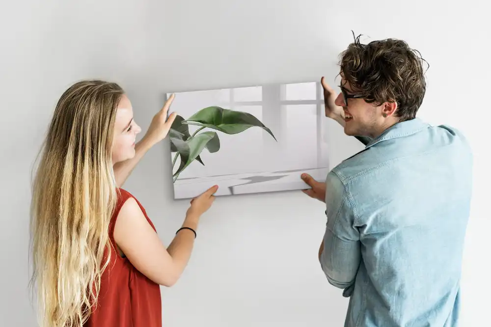Tableau magnétique pour écriture motif brindilles et feuilles abstraites
