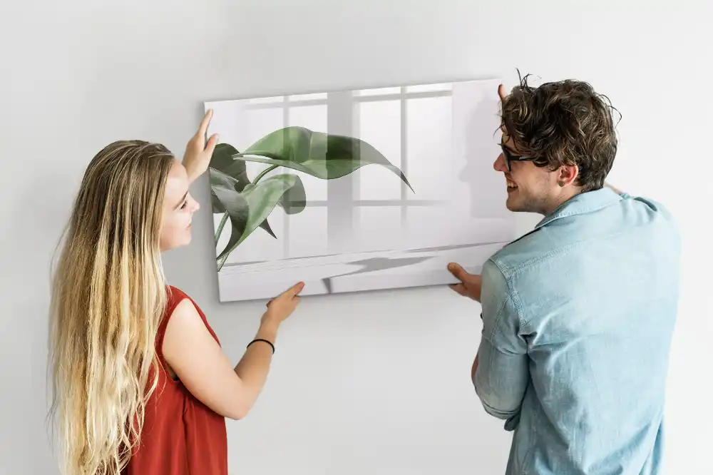 Tableau magnétique pour écriture motif brindilles et feuilles abstraites