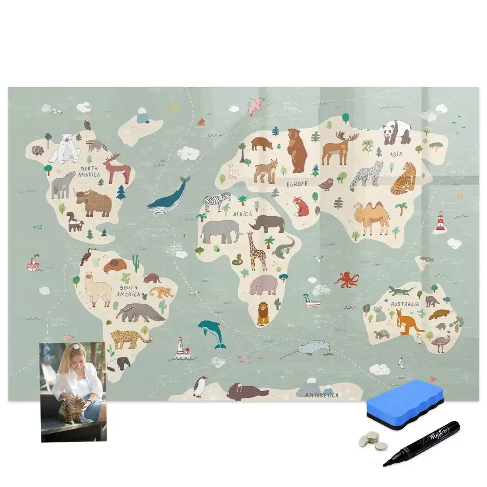 Tableau magnétique éducatif Atlas mondial des animaux