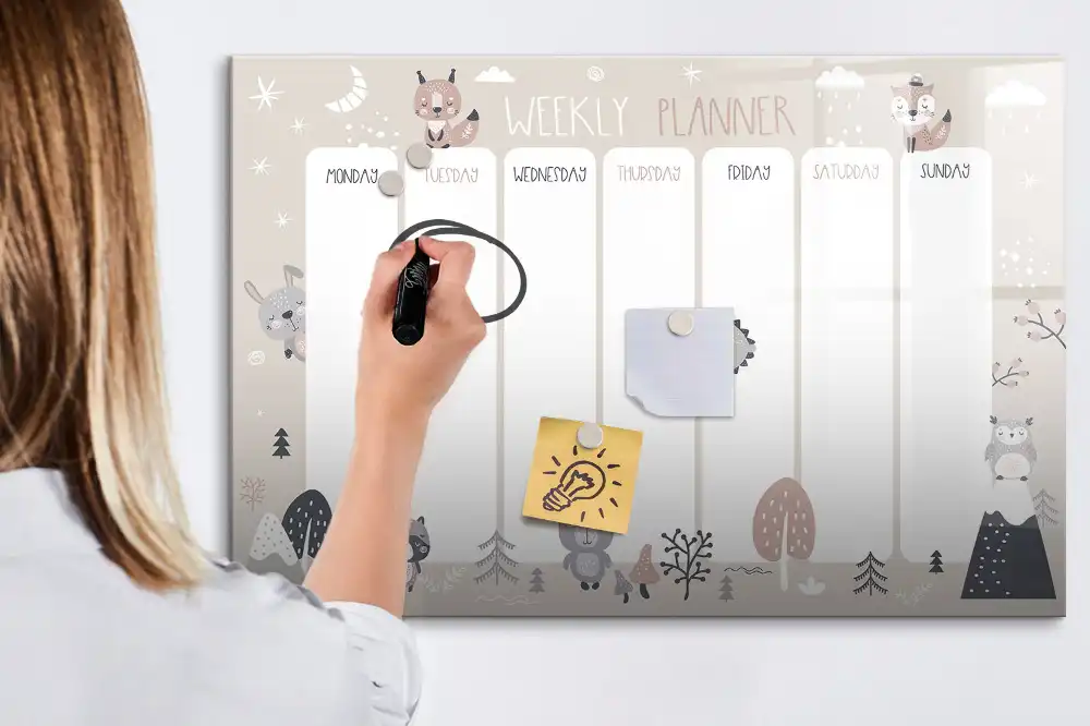 Tableau magnétique effaçable à motif animal pour organisation
