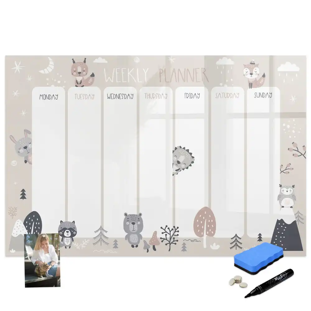 Tableau magnétique effaçable à motif animal pour organisation