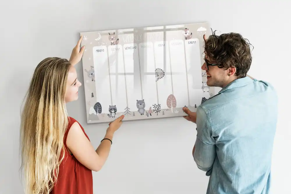 Tableau magnétique effaçable à motif animal pour organisation