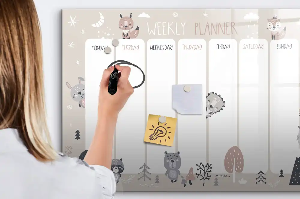 Tableau magnétique effaçable à motif animal pour organisation