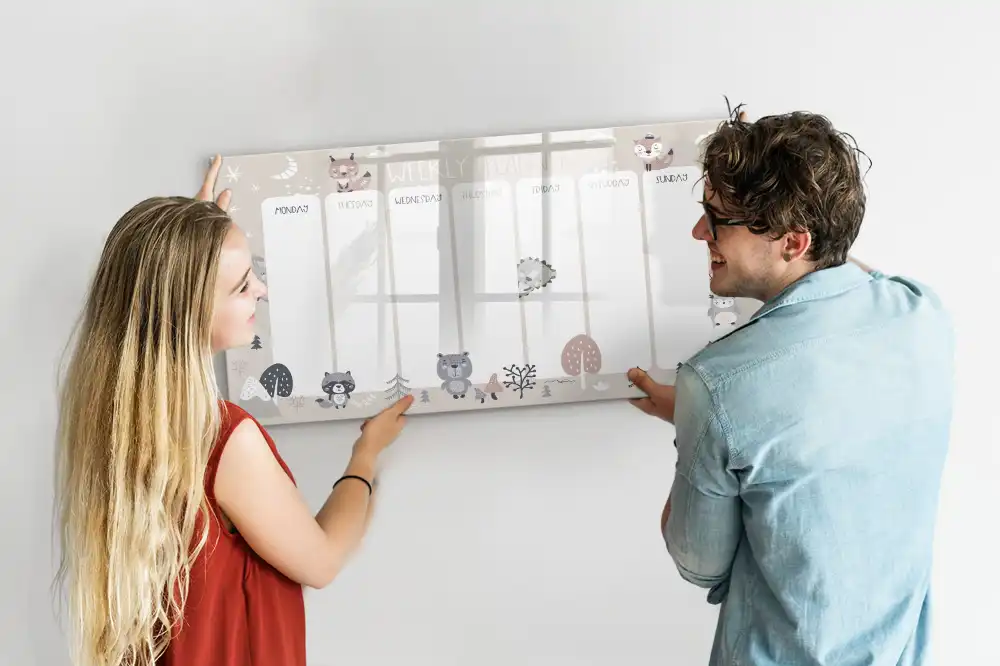Tableau magnétique effaçable à motif animal pour organisation
