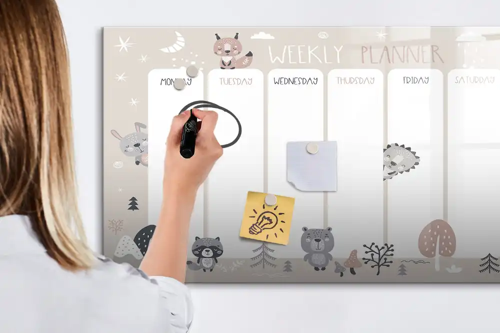 Tableau magnétique effaçable à motif animal pour organisation