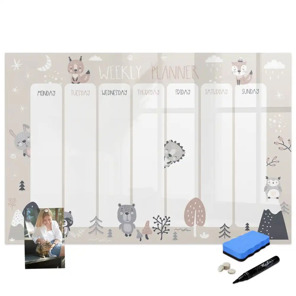 Tableau magnétique effaçable à motif animal pour organisation