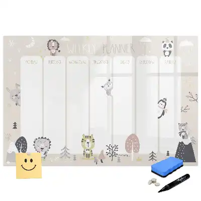Tableau blanc magnétique effaçable à sec pour planification hebdomadaire