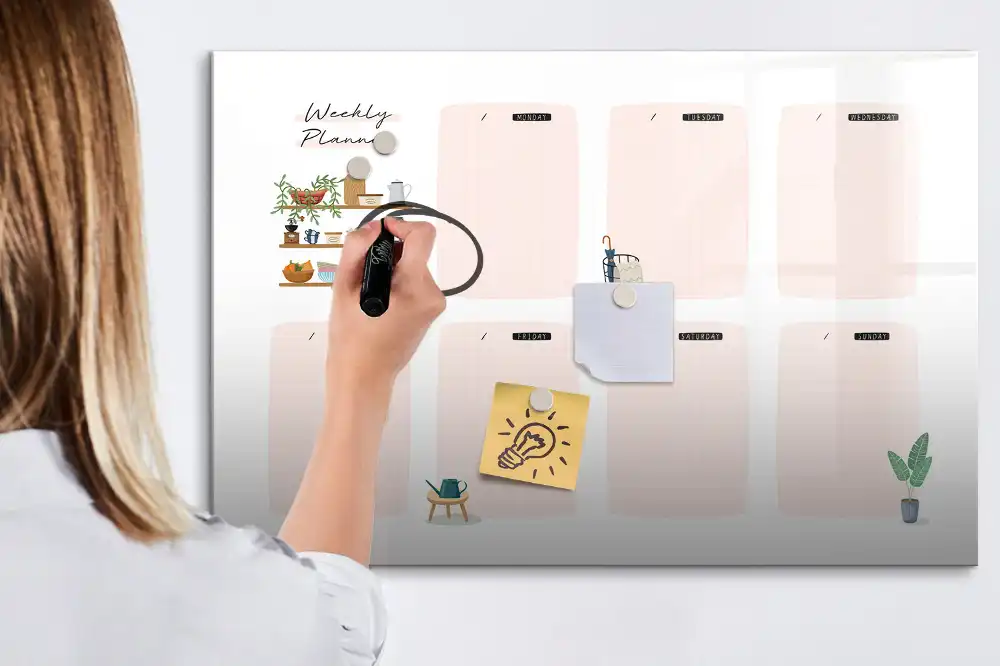 Tableau magnétique effaçable pour planning hebdomadaire des tâches
