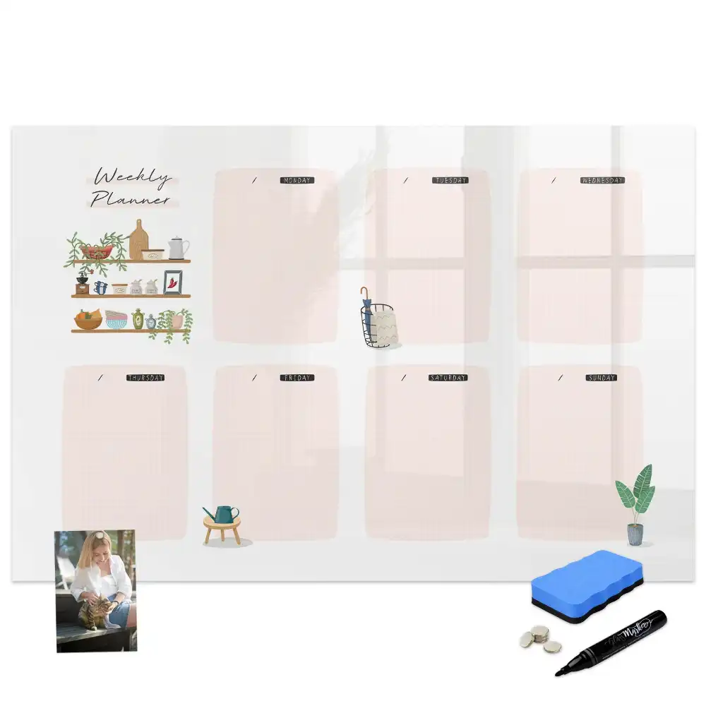Tableau magnétique effaçable pour planning hebdomadaire des tâches