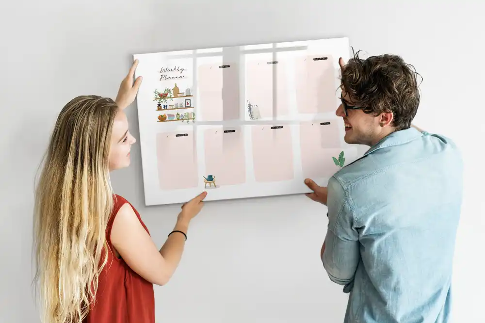 Tableau magnétique effaçable pour planning hebdomadaire des tâches