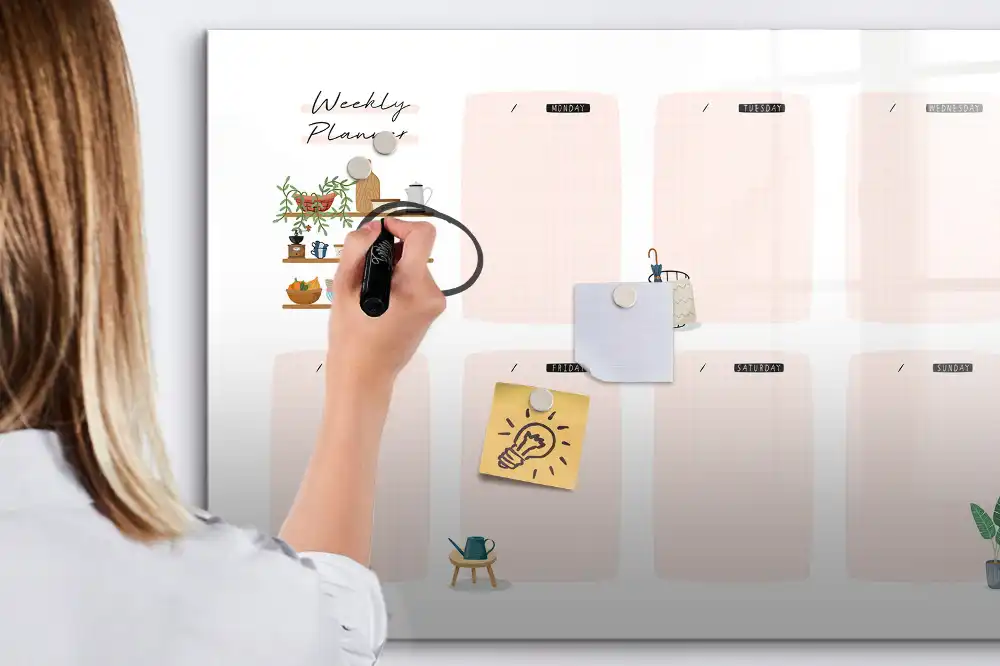 Tableau magnétique effaçable pour planning hebdomadaire des tâches