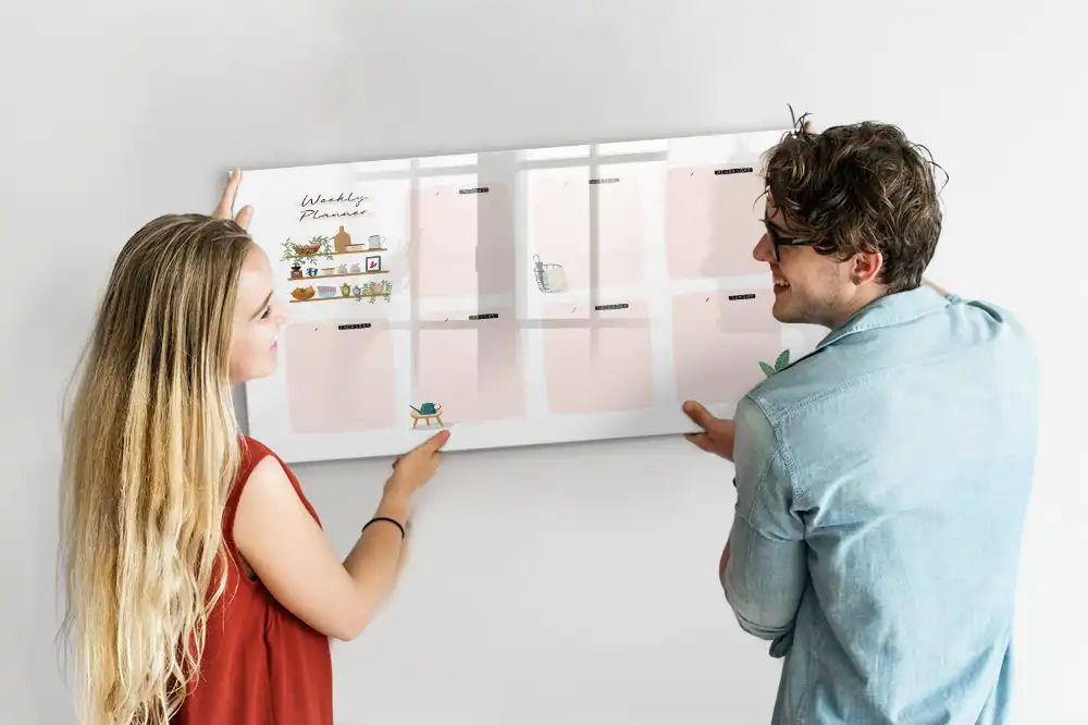Tableau magnétique effaçable pour planning hebdomadaire des tâches