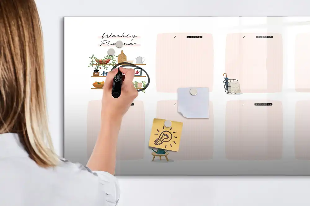 Tableau magnétique effaçable pour planning hebdomadaire des tâches