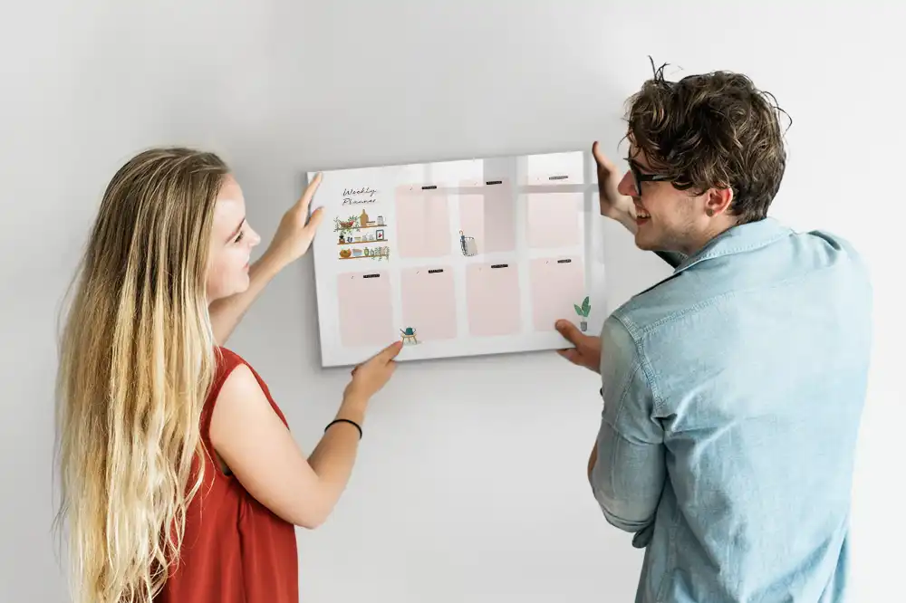 Tableau magnétique effaçable pour planning hebdomadaire des tâches