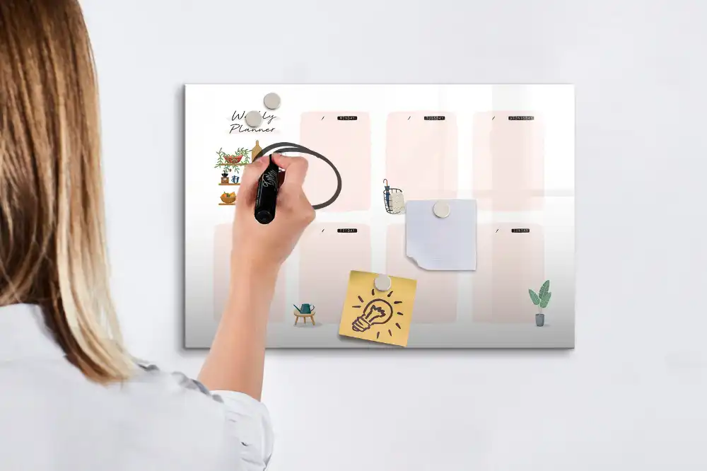 Tableau magnétique effaçable pour planning hebdomadaire des tâches