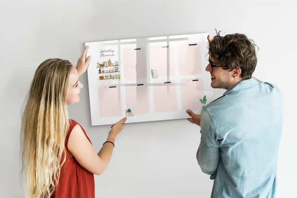 Tableau magnétique effaçable pour planning hebdomadaire des tâches
