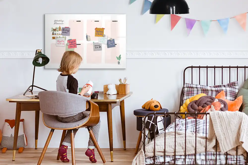 Tableau magnétique effaçable pour planning hebdomadaire des tâches