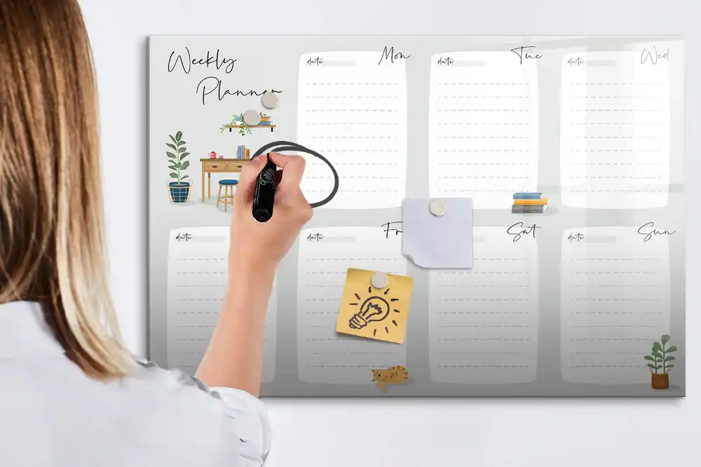 Tableau magnétique hebdomadaire de 7 jours pour calendrier