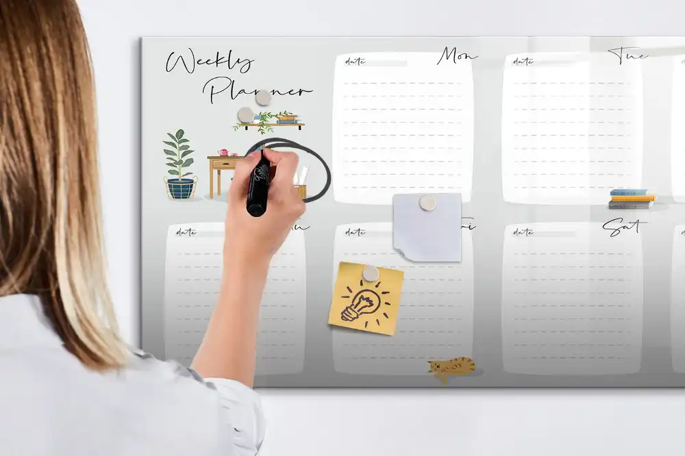 Tableau magnétique hebdomadaire de 7 jours pour calendrier