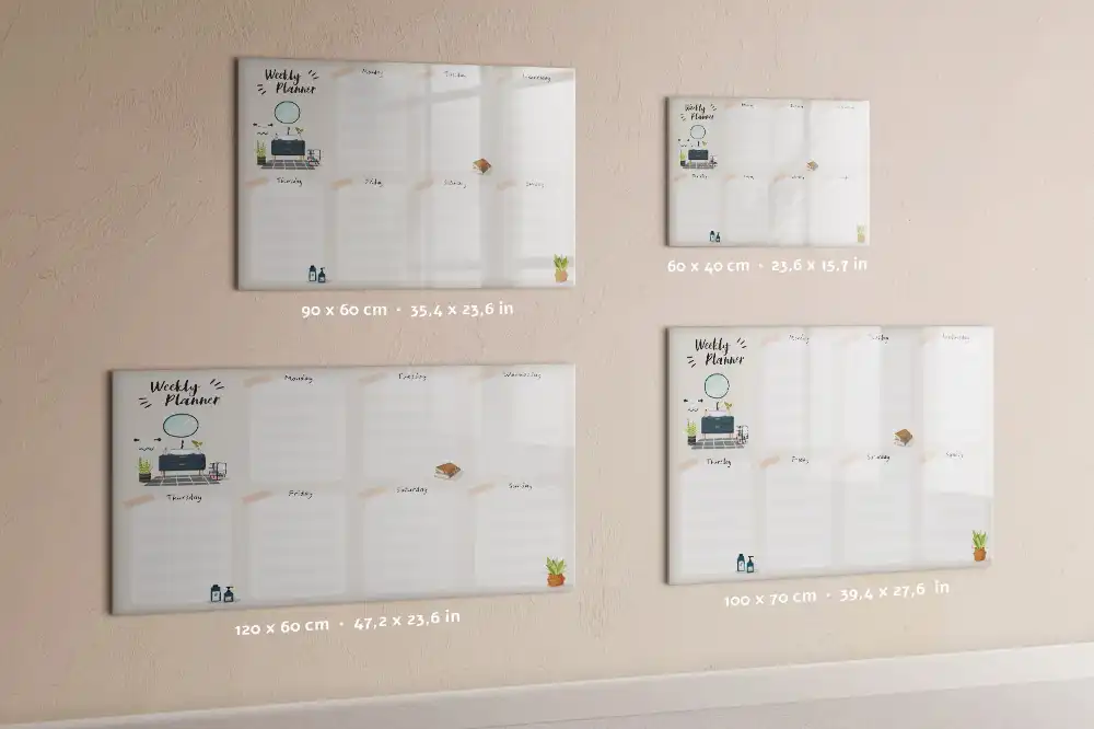 Tableau blanc magnétique effaçable à sec pour agenda hebdomadaire de bureau
