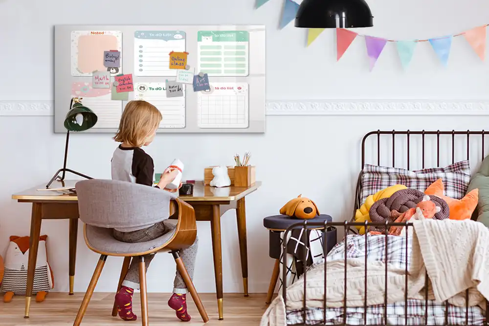 Tableau magnétique pour dessin avec cartes de modèles colorées
