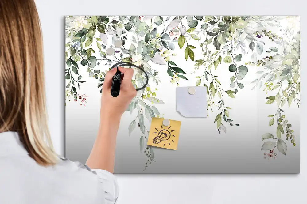 Tableau magnétique pour écriture motif nature printanière en fleurs