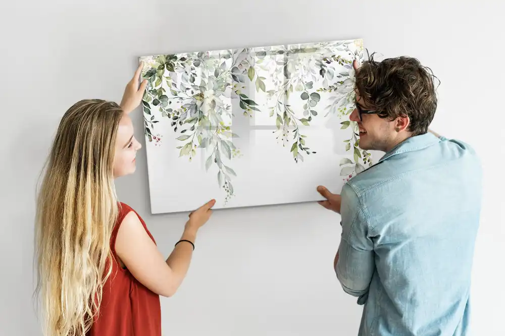 Tableau magnétique pour écriture motif nature printanière en fleurs