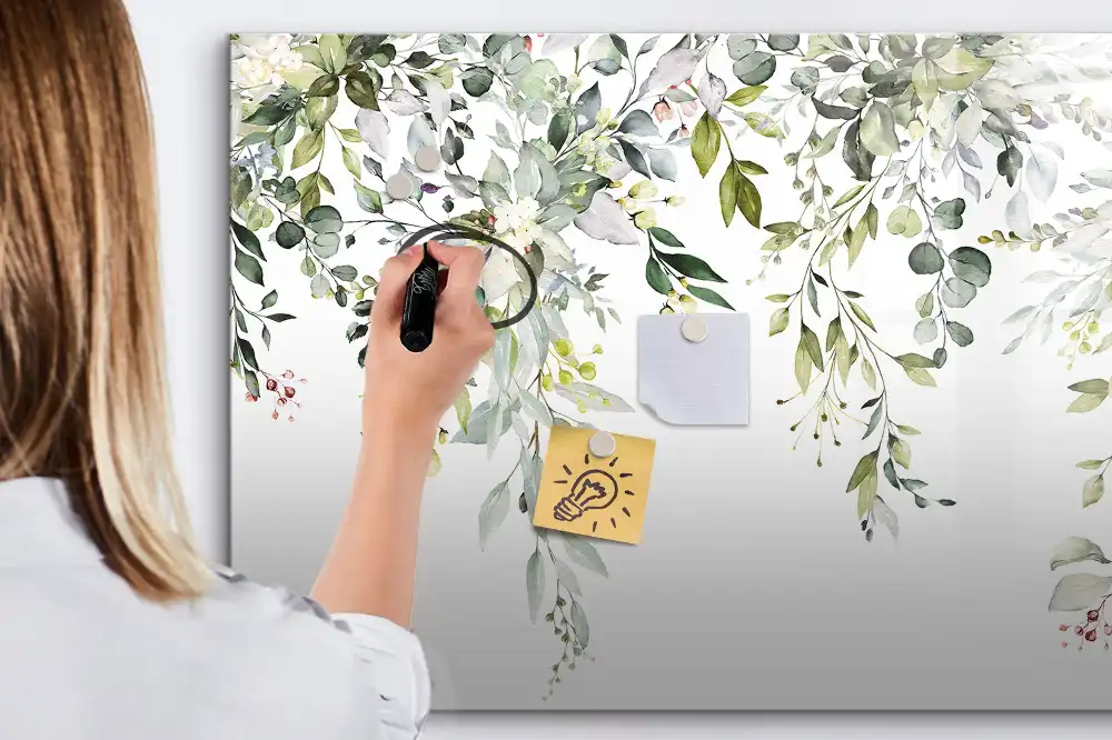 Tableau magnétique pour écriture motif nature printanière en fleurs