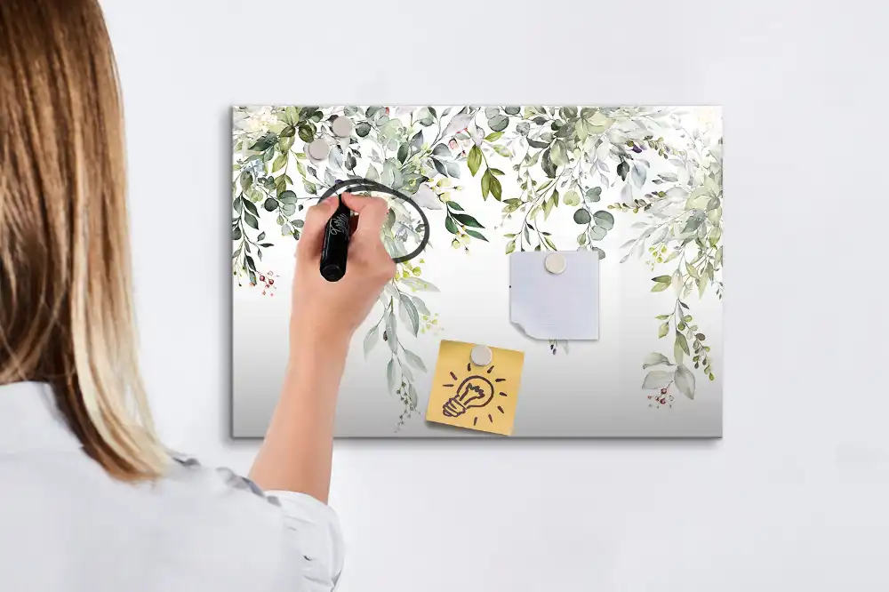 Tableau magnétique pour écriture motif nature printanière en fleurs