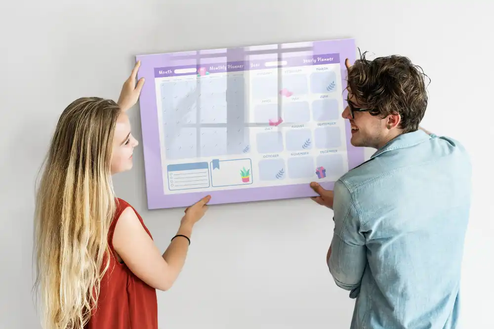 Agenda annuel magnétique rose pour écriture