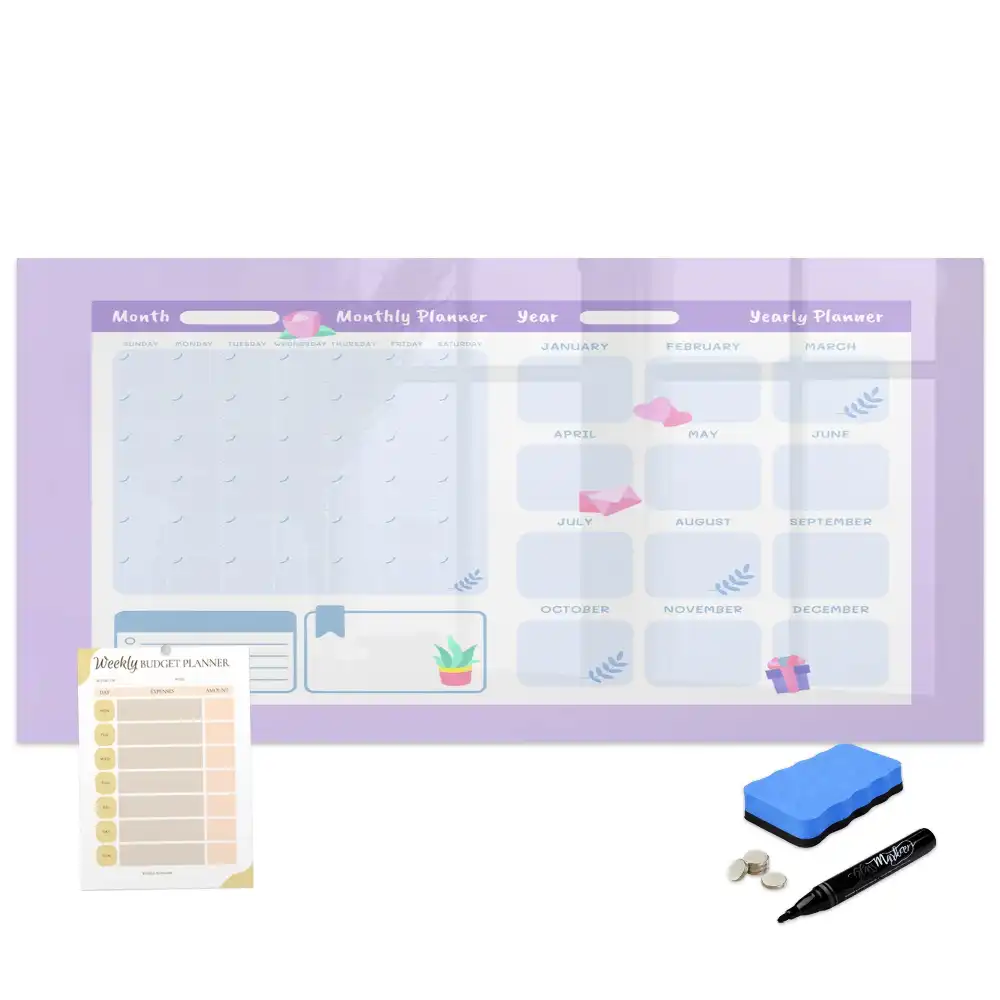 Agenda annuel magnétique rose pour écriture
