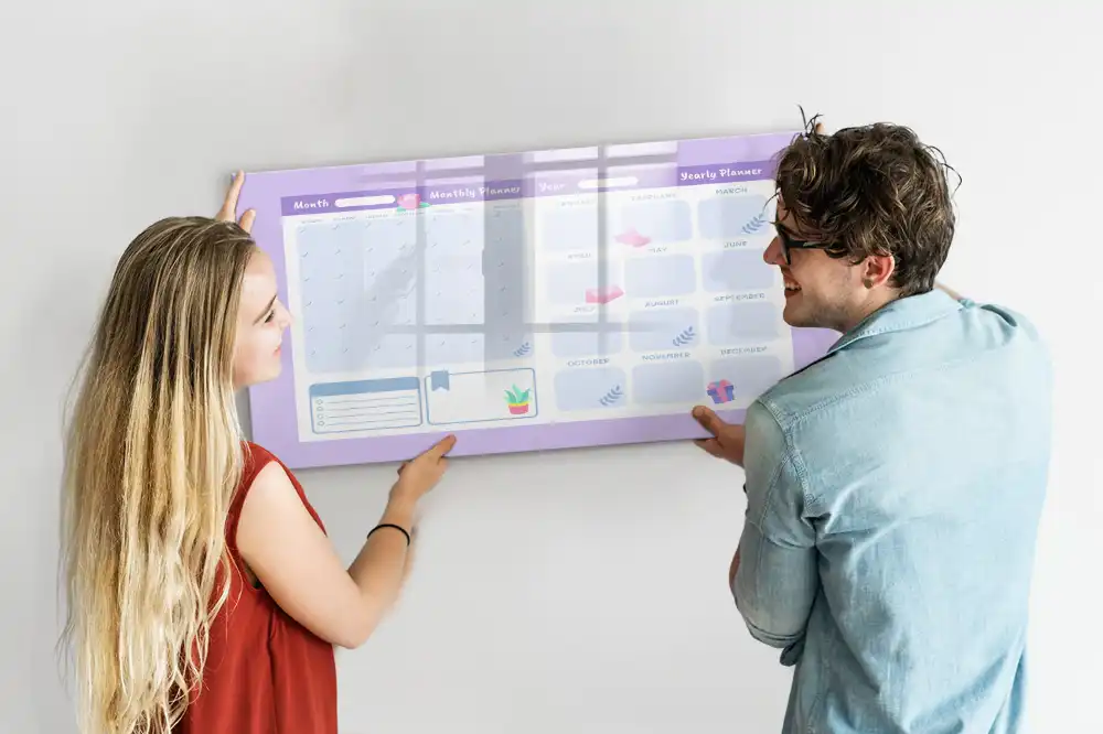 Agenda annuel magnétique rose pour écriture