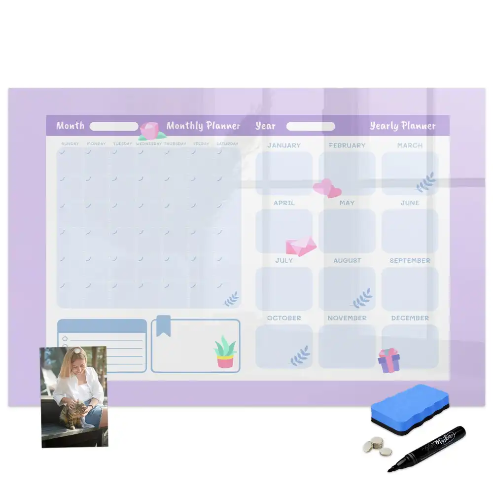 Agenda annuel magnétique rose pour écriture