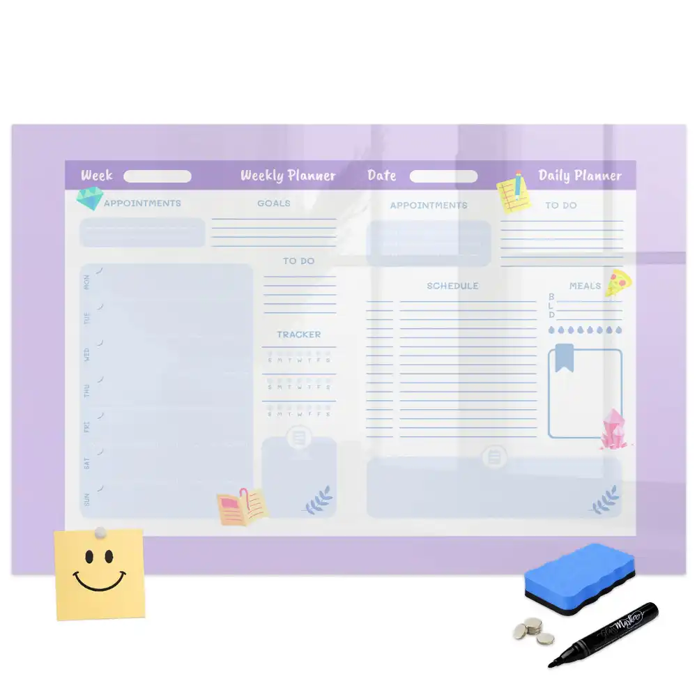 Calendrier annuel rose magnétique effaçable à sec