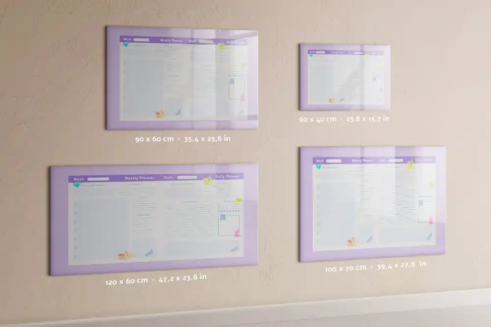 Calendrier annuel rose magnétique effaçable à sec