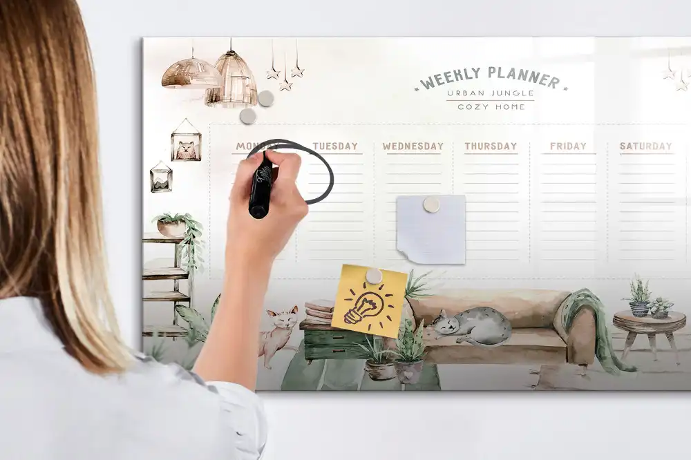 Tableau magnétique effaçable pour planification domestique