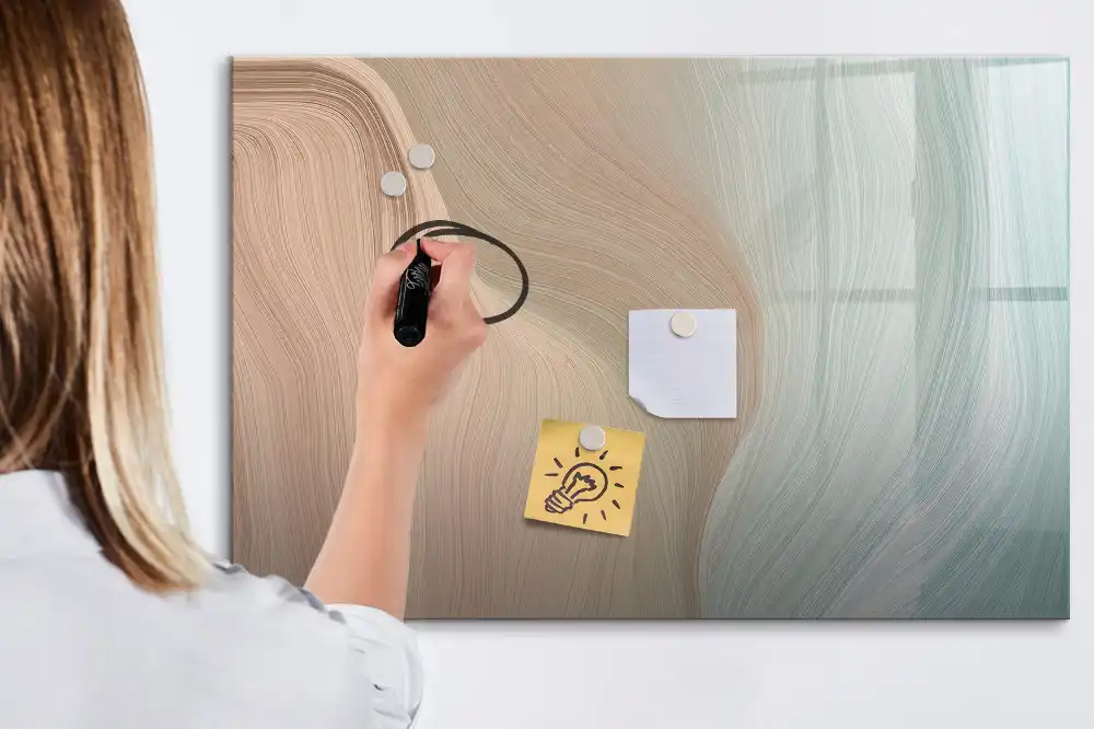 Tableau blanc magnétique effaçable à sec motif vagues abstraites