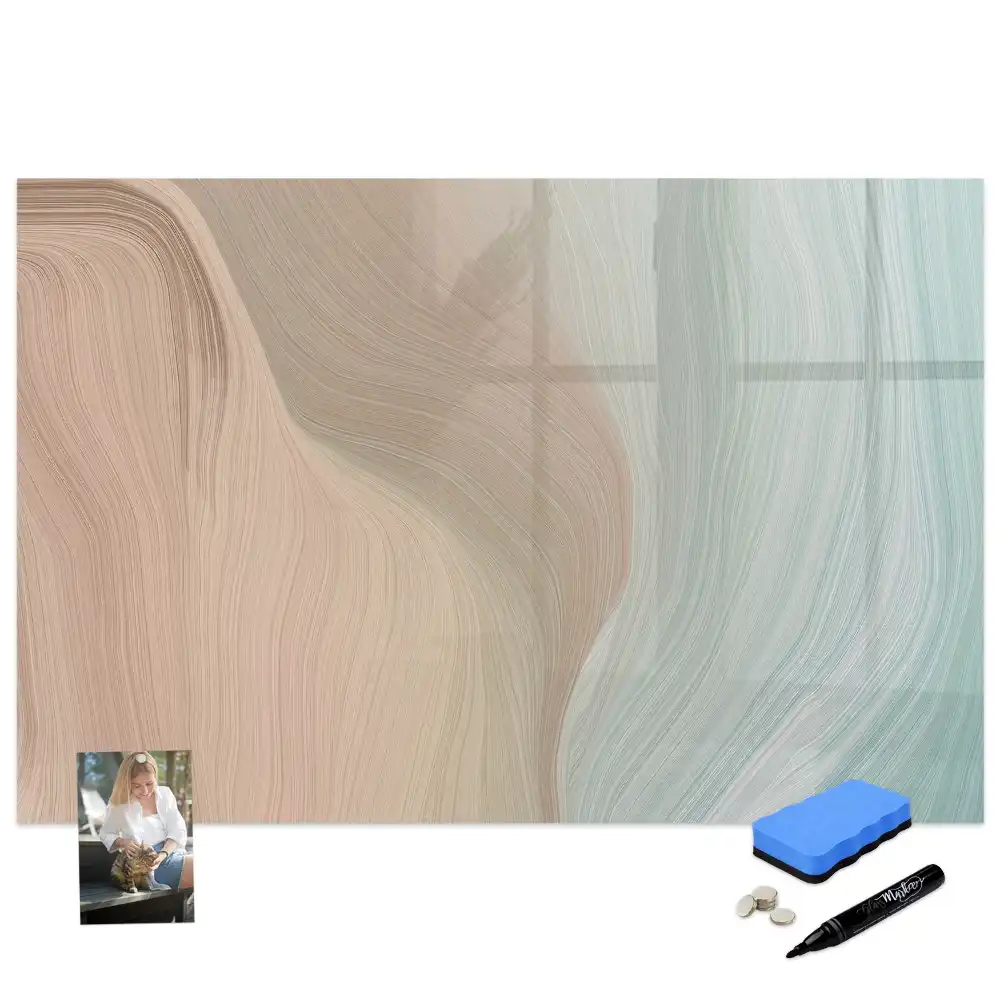 Tableau blanc magnétique effaçable à sec motif vagues abstraites