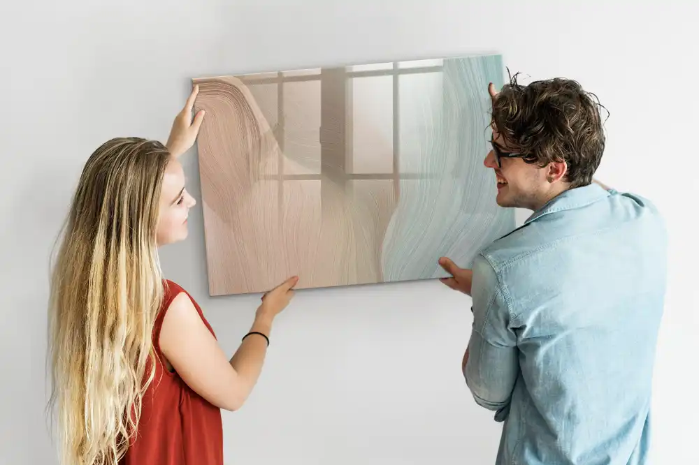 Tableau blanc magnétique effaçable à sec motif vagues abstraites