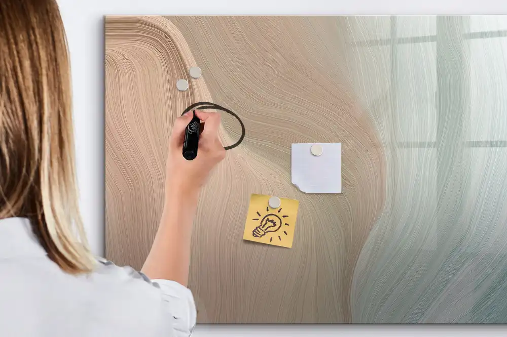 Tableau blanc magnétique effaçable à sec motif vagues abstraites
