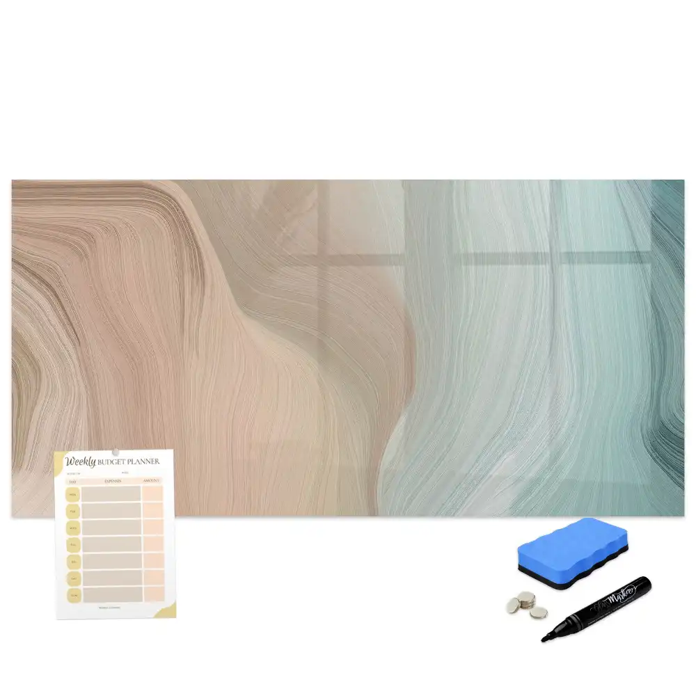 Tableau blanc magnétique effaçable à sec motif vagues abstraites